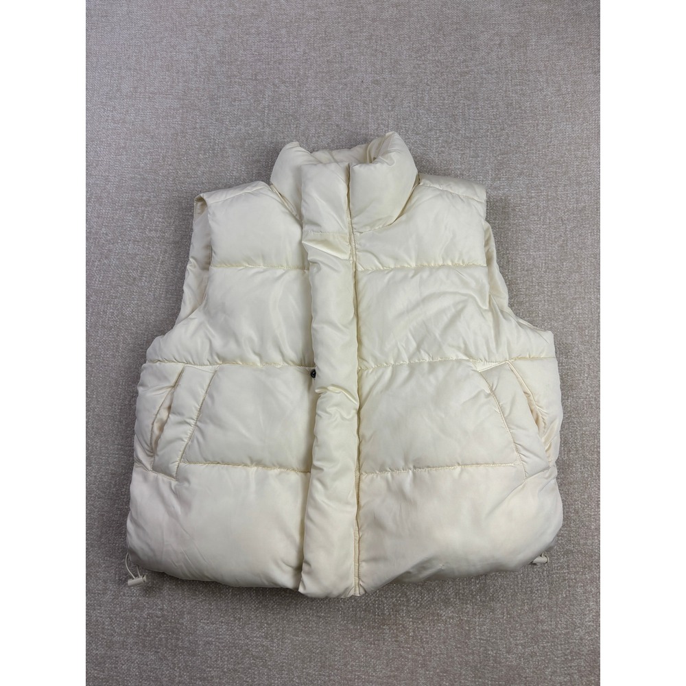 BDG Urban Outfitters Womens XS Cream Puffer Vest Quilted Sleeveless Jacket